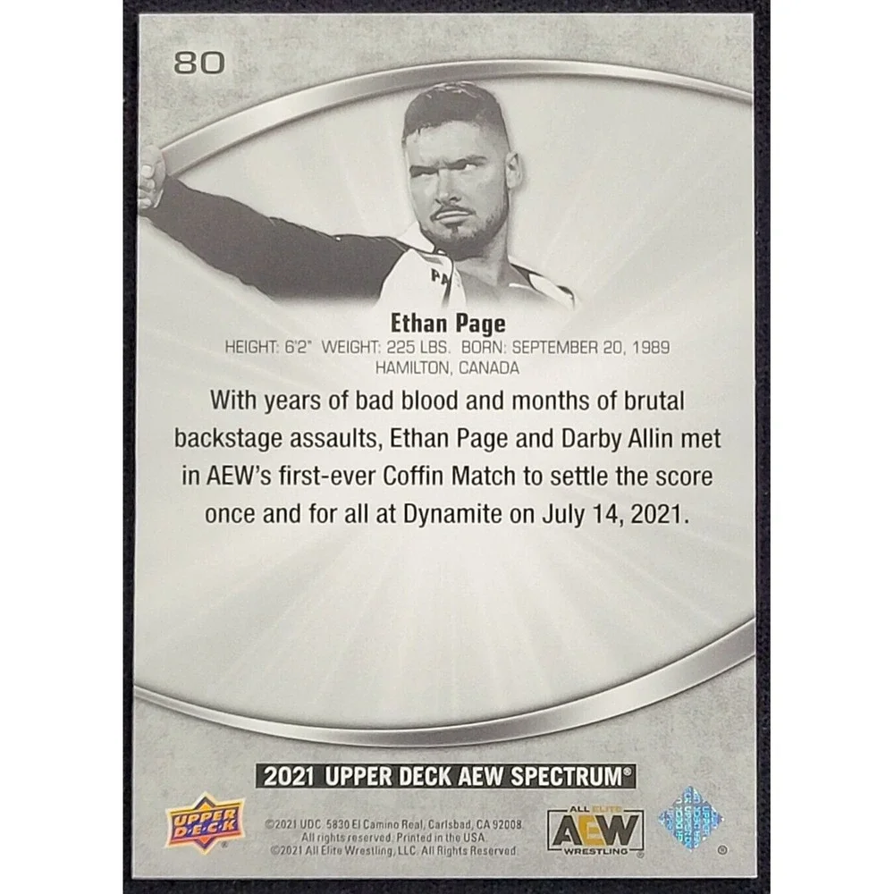 2021 UPPER DECK AEW SPECTRUM ‎ ETHAN PAGE  ALL ELITE WRESTLING